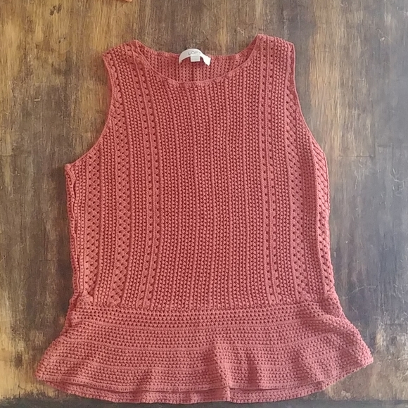 LOFT Tops - 🐿 Burnt Orange Peplum Sweater Tank